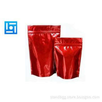 Red Flat Bottomzipper Stand Up Food Pouch Laminated  Waterp